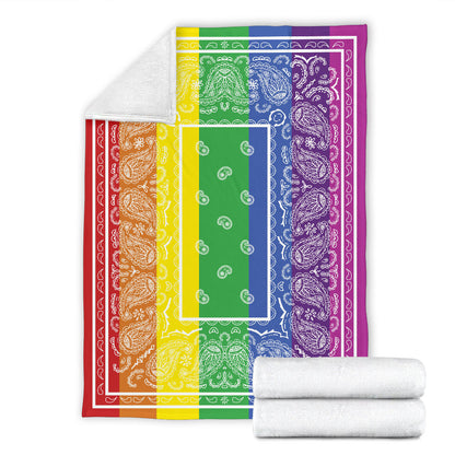 Ultra Plush Rainbow with White Bandana Fleece Throw