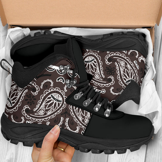 brown hiking boots