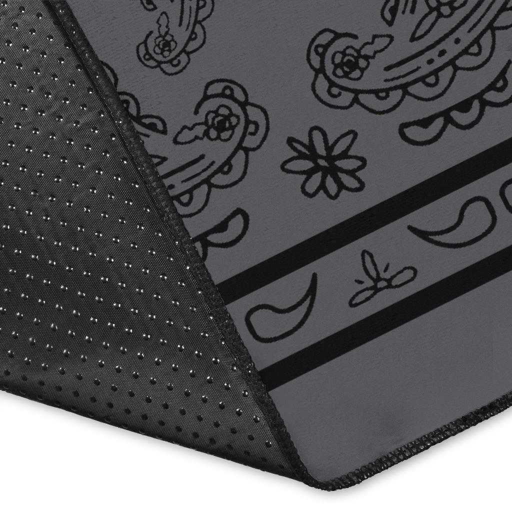 Gray and Black Bandana Area Rugs - Fitted
