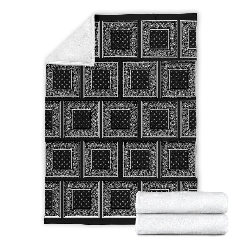 Ultra Plush Black Bandana Patch Throw Blanket