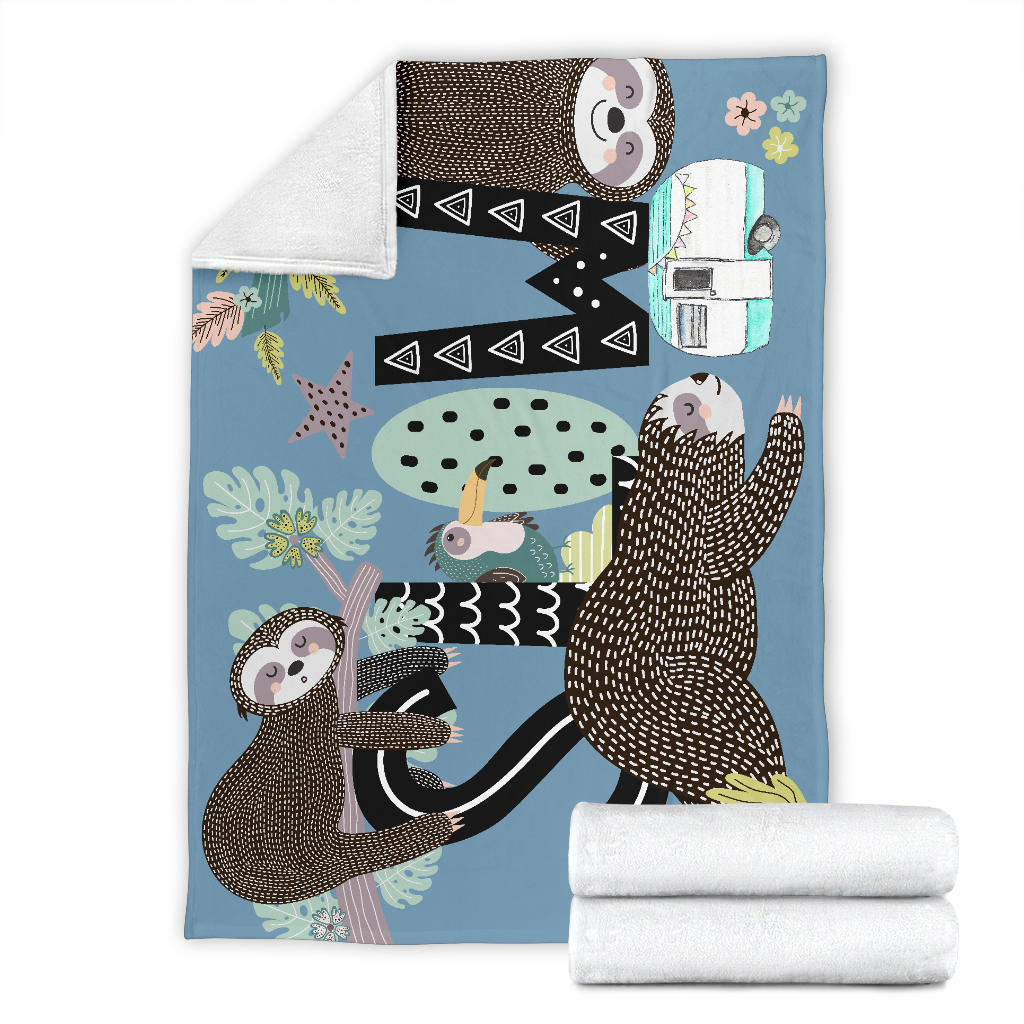 Slow Sloths Fleece Throw Blanket