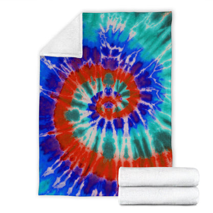 Blue Spiral Tie Dye Fleece Throw