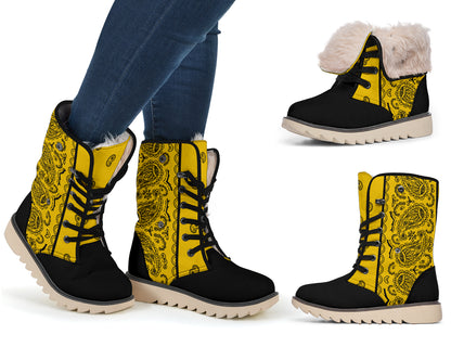 Gold and Black Bandana Women's Winter Boots
