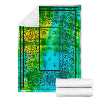 Aqua Daze Tie Dye Bandana Throw Blanket