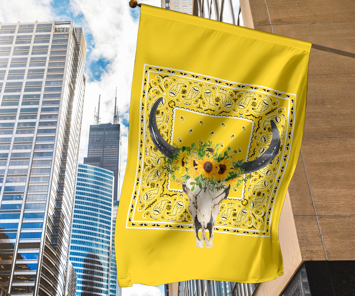 Sunflower Bull Skull Home and Garden Flags