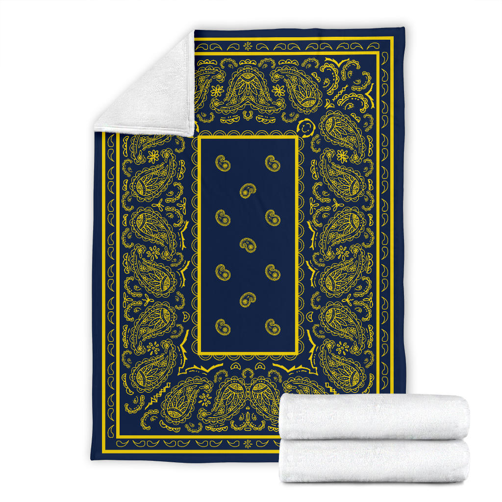 Navy and Yellow Bandana Throw Blanket