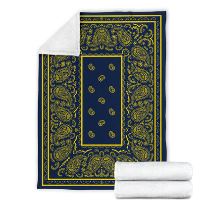Navy and Yellow Bandana Throw Blanket