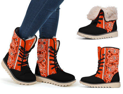 Perfect Orange Bandana Women's Winter Boots