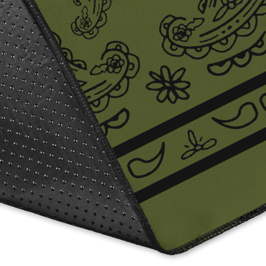 Army Green and Black Bandana Area Rugs - Fitted