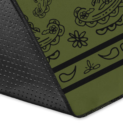 Army Green and Black Bandana Area Rugs - Fitted