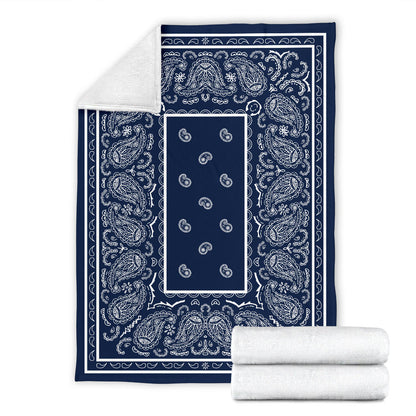 Navy and White Bandana Fleece Throw