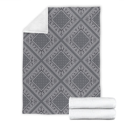Gray Bandana Fleece Throw Blanket
