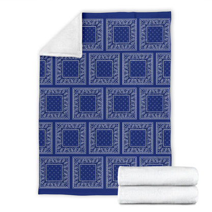 Ultra Plush Royal Blue Bandana Patch Throw Blanket