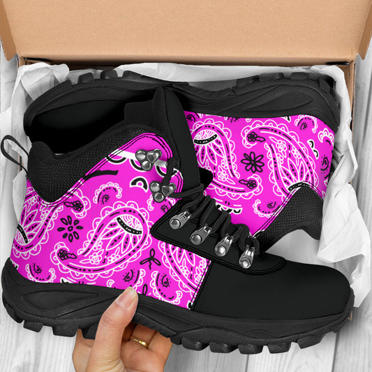 pink bandana hiking boots