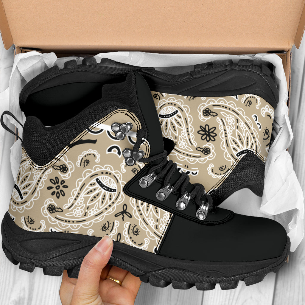 Khaki hiking boots
