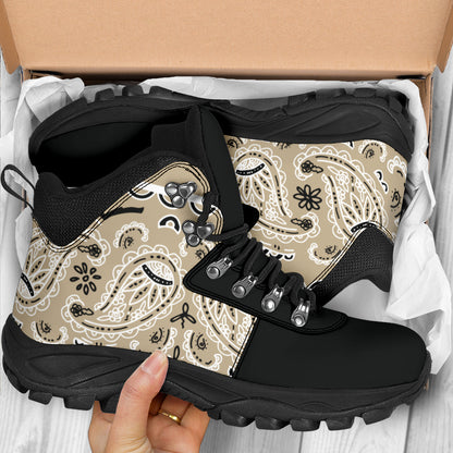 Khaki hiking boots