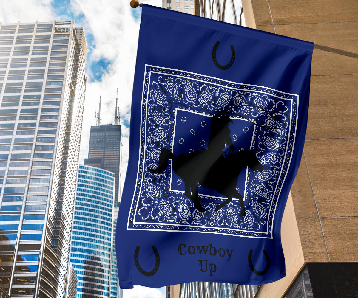 Blue Bandana Cowboy Up Home and Garden Flags