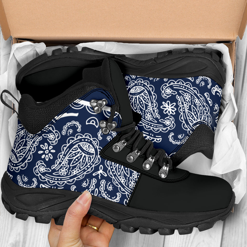 blue bandana hiking boots