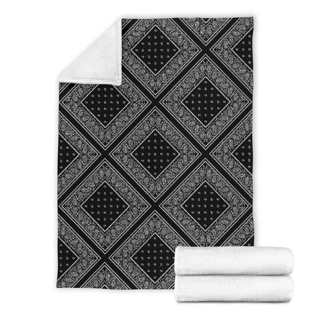 Ultra Plush Black Bandana Diamond Throw Blanket