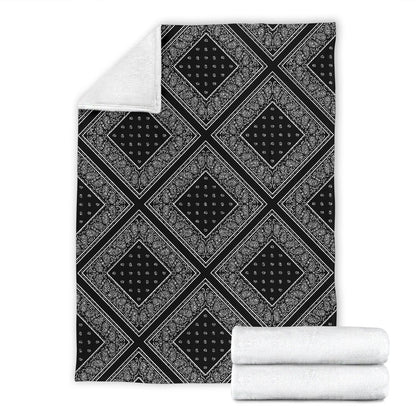 Ultra Plush Black Bandana Diamond Throw Blanket