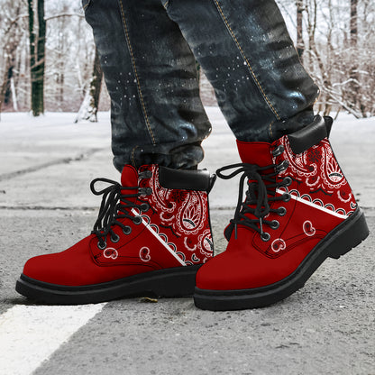 maroon red bandana boots