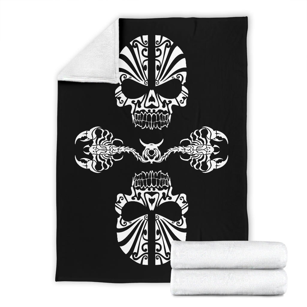 Skulls and Scorpions Tribal Fleece Throw Blanket