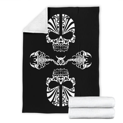 Skulls and Scorpions Tribal Fleece Throw Blanket