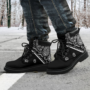 black bandana print boots