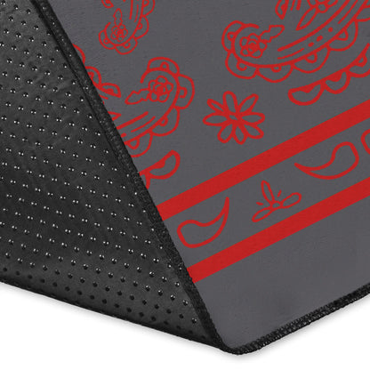 Gray and Red Bandana Area Rugs - Fitted