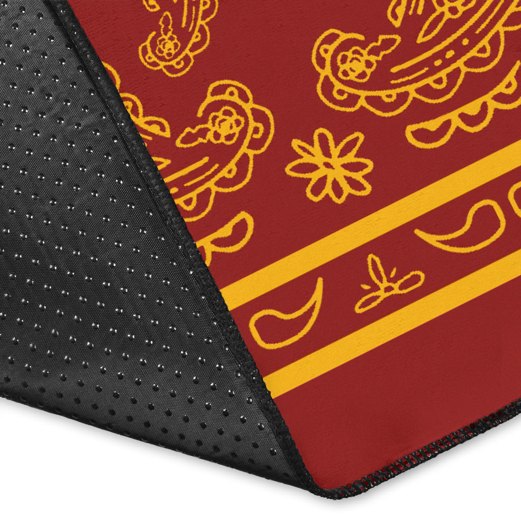 Red and Gold Bandana Area Rugs - Fitted