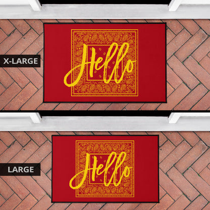 Red and Gold Bandana Door Mats