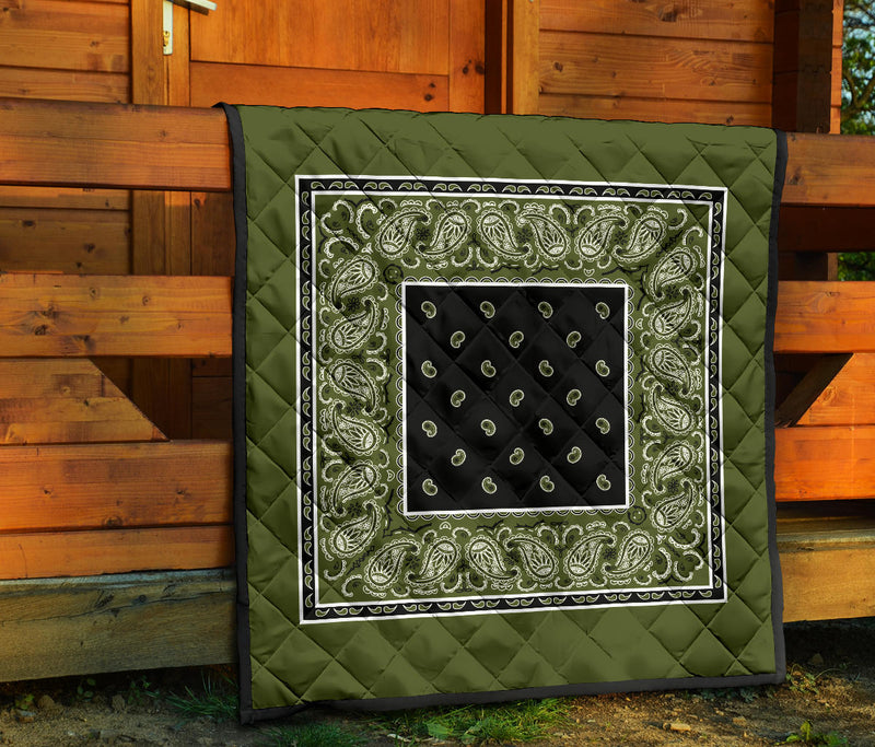 Quilt - Army Green and Black Bandana Quilt