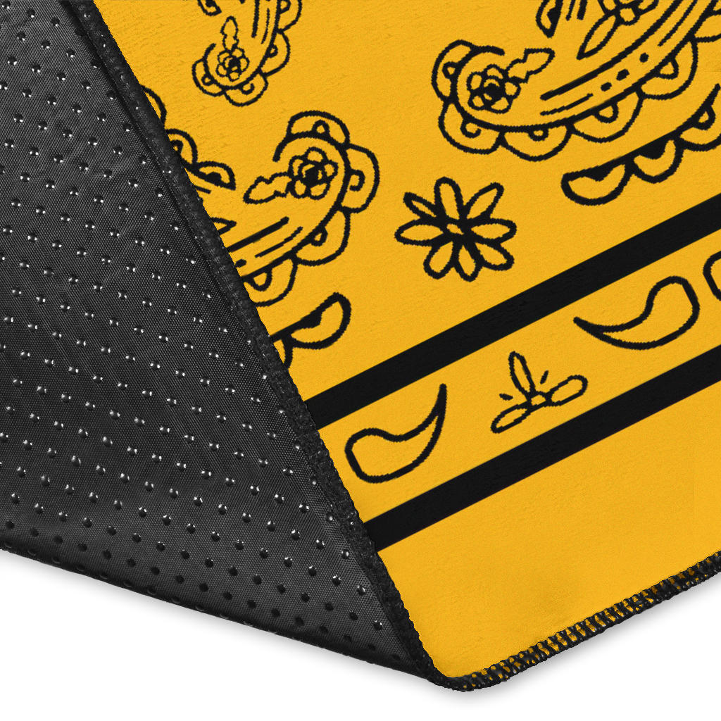 Gold and Black Bandana Area Rugs - Fitted