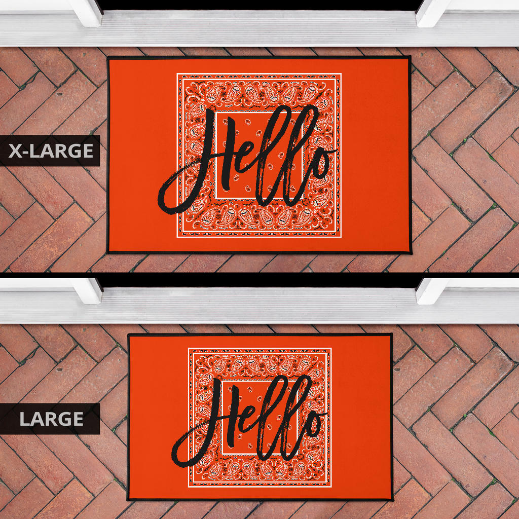 Perfect Orange Bandana Door Mats