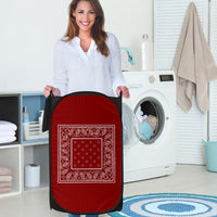 maroon red bandana laundry basket
