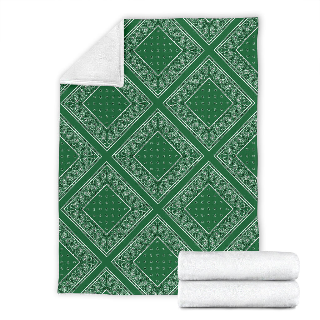 Ultra Plush Classic Green Bandana Diamond Throw Blanket