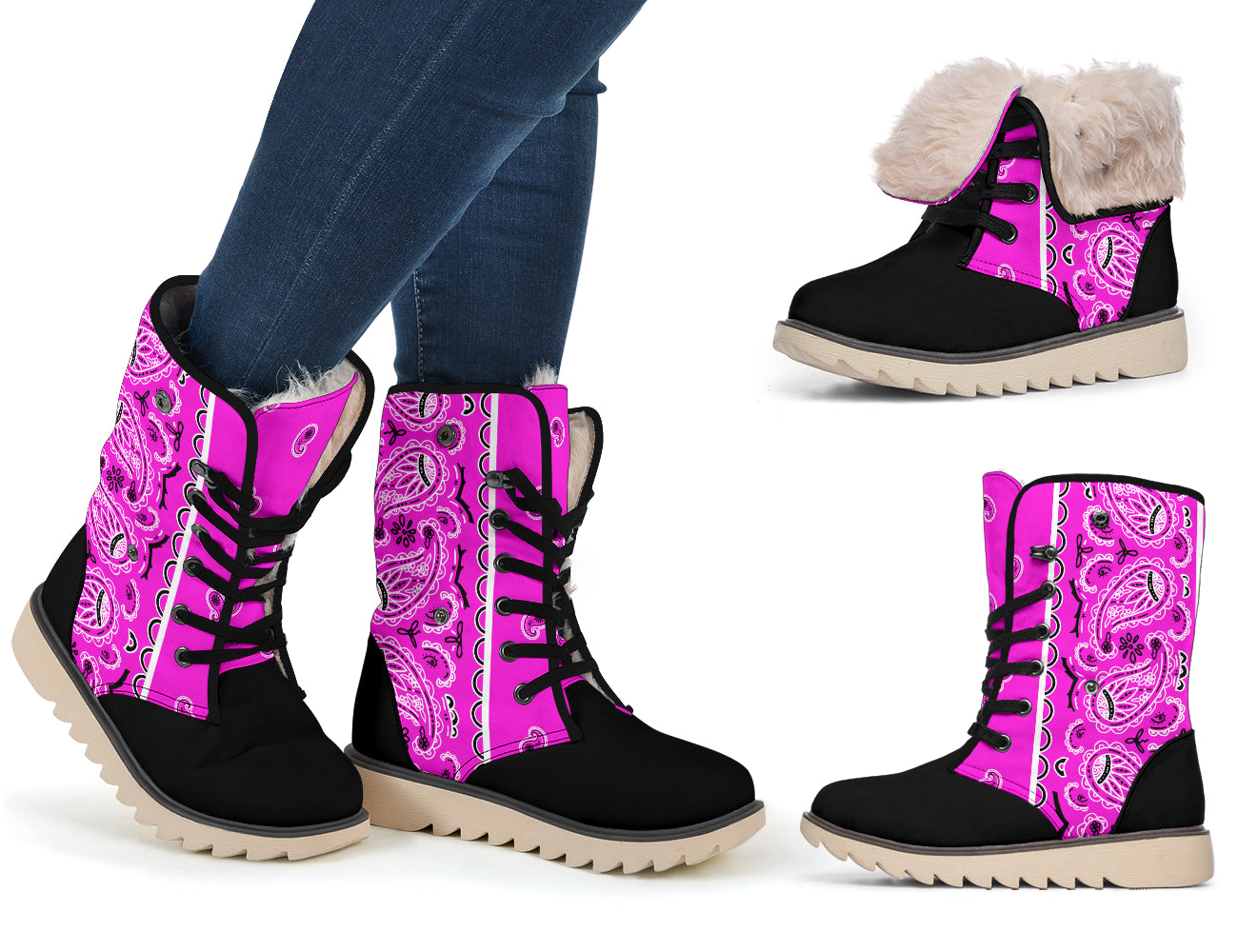 Abruptly Pink Bandana Women's Winter Boots