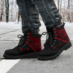 red and black bandana winter boots
