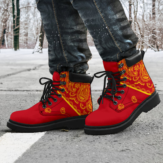 Red and Gold Bandana All Season Boots