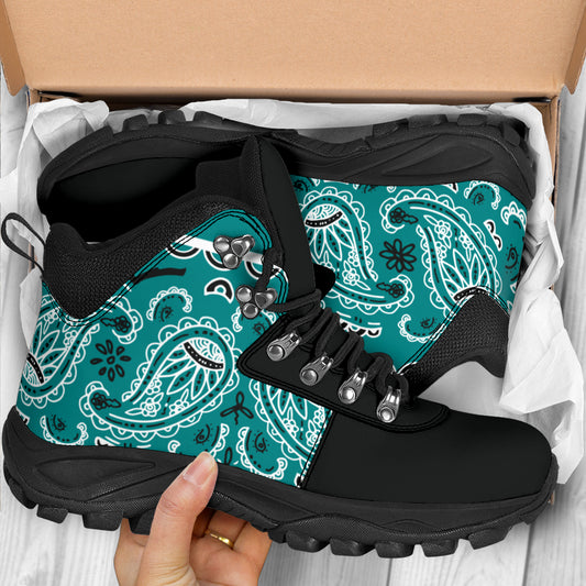 teal bandana hiking boots