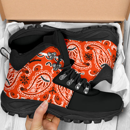 orange hiking boots
