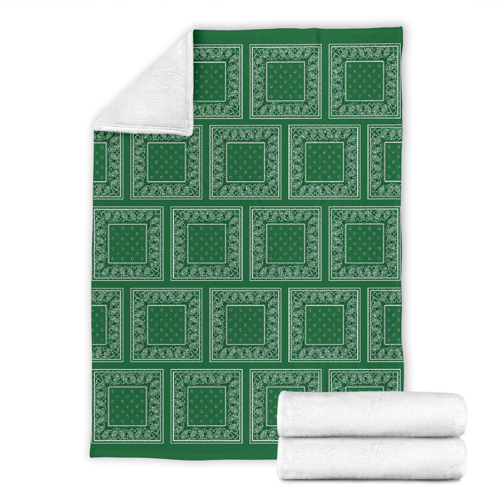 Ultra Plush Classic Green Bandana Patch Throw Blanket