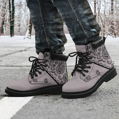 Gray and Black Bandana All Season Boots