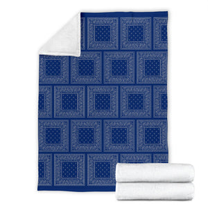 Ultra Plush Blue Gray Bandana Patch Throw Blanket
