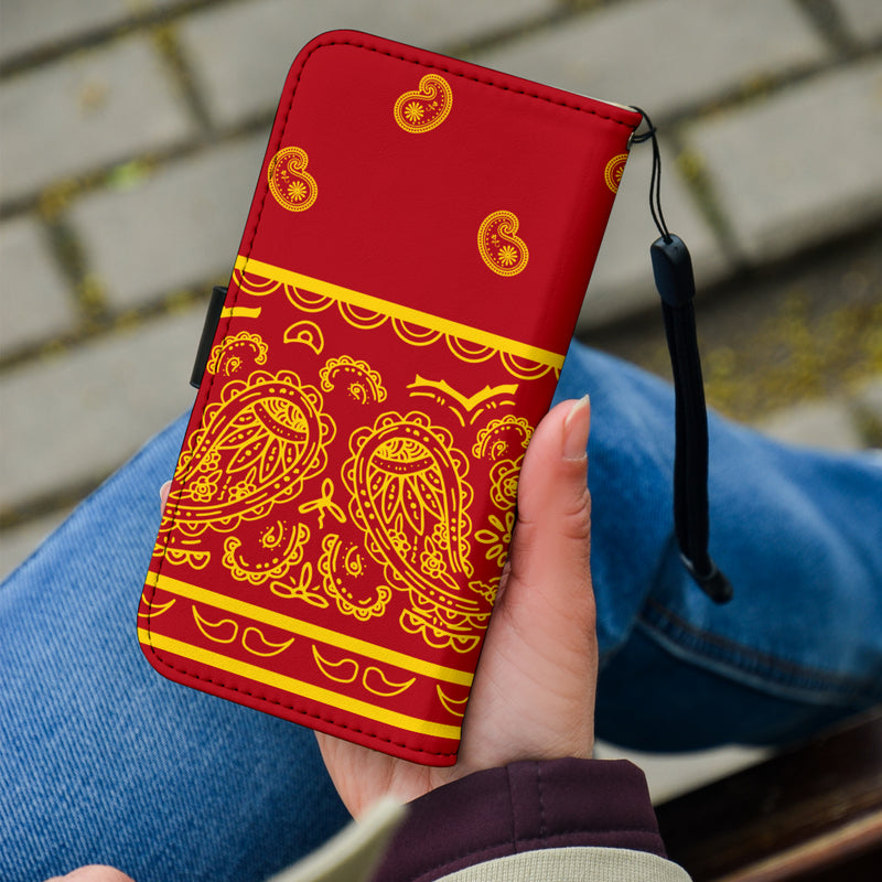 Red and Gold Bandana Phone Case Wallet