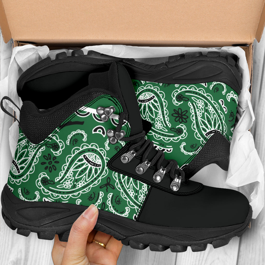 green bandana hiking boots