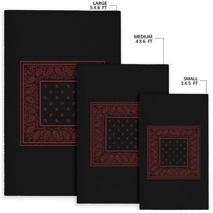 Black and Red Bandana Area Rugs - Minimal