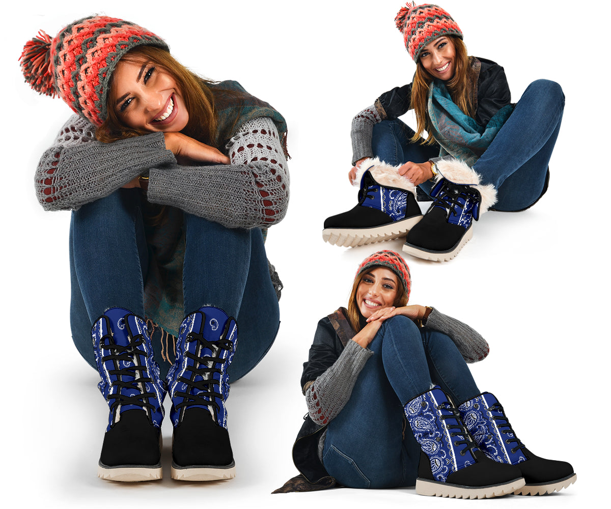 Royal Blue Bandana Women's Winter Boots
