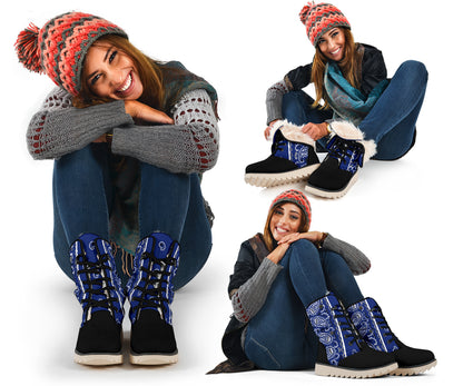 Royal Blue Bandana Women's Winter Boots