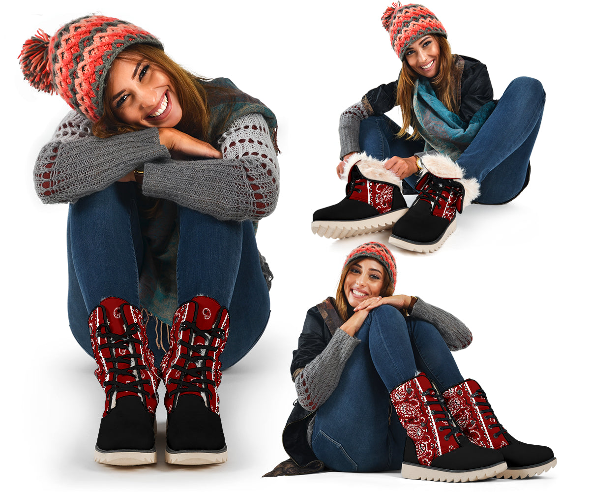 Maroon Bandana Women's Winter Boots